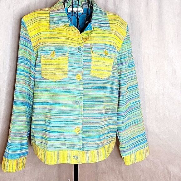 DRAPERS AND DAMONS‎ Blue, Yellow, Red Striped Jacket Large - Picture 1 of 8